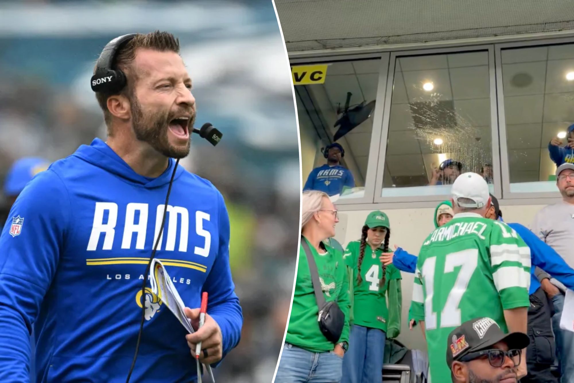 Rams coach sparks ugly scene flipping off Eagles fans after game ...