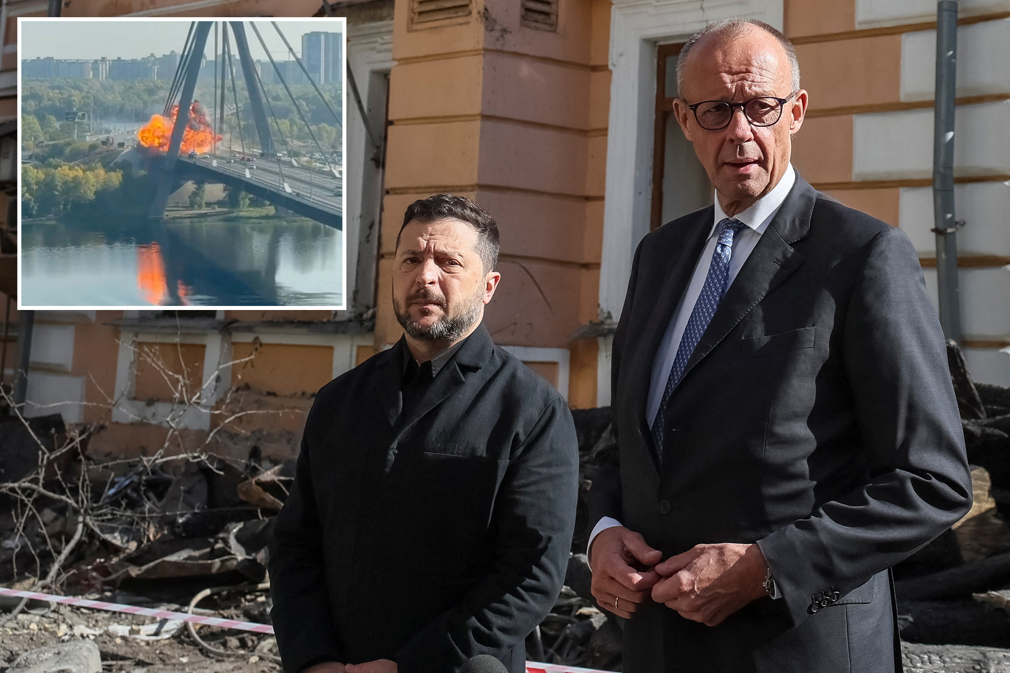 Russian drone slams into key Kyiv bridge during German chancellor’s ...