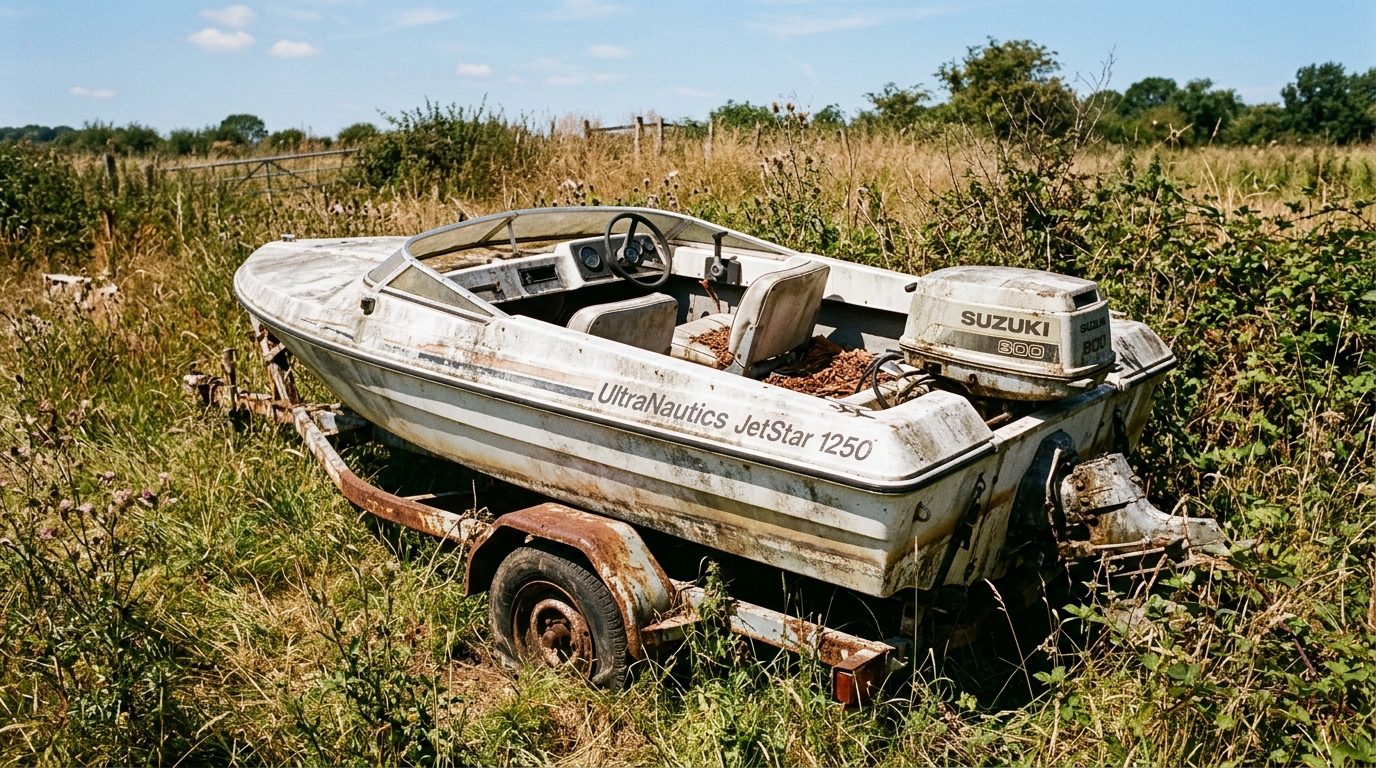 A rare UltraNautics JetStar 1250 mini jet boat abandoned for over 20 ...