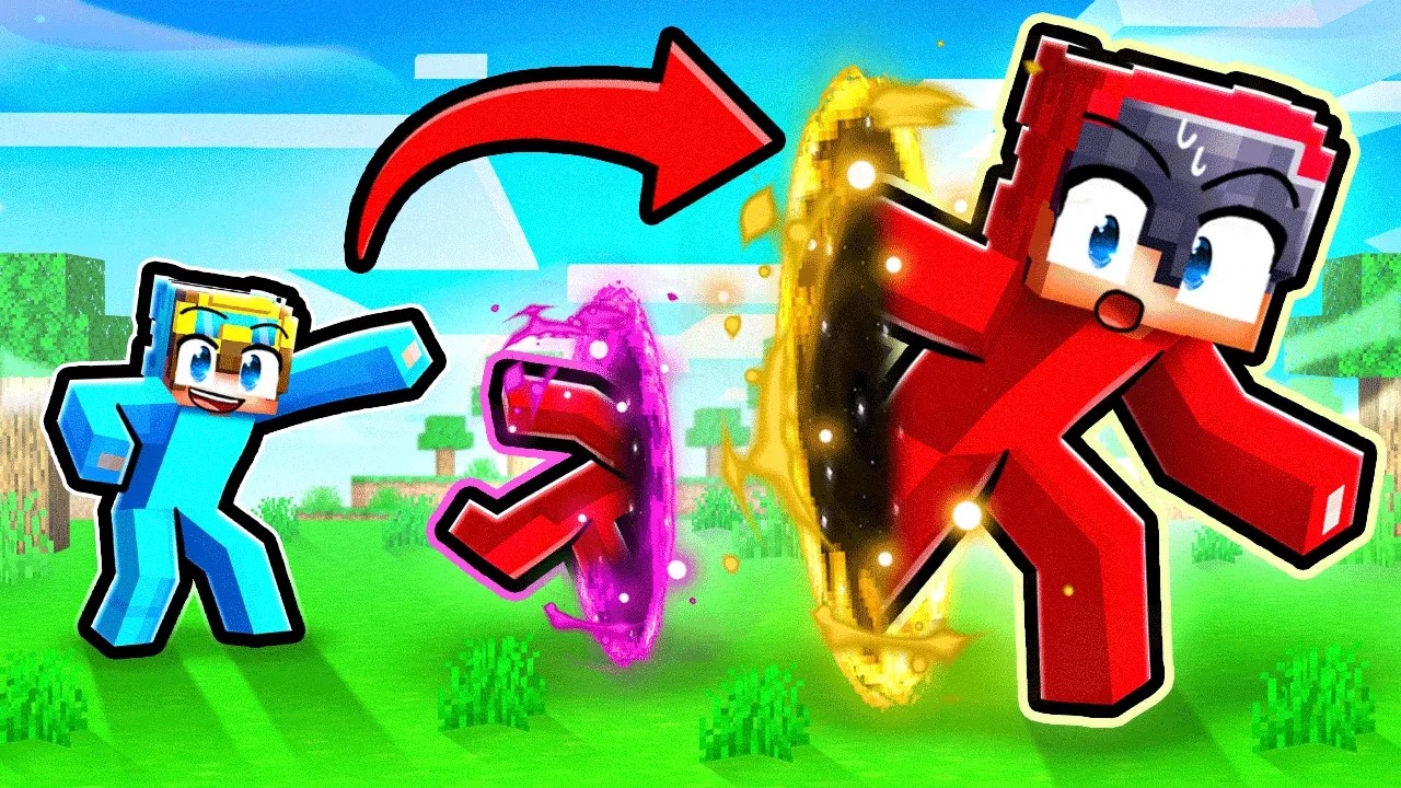 Using size portals to grow my friends in Minecraft!