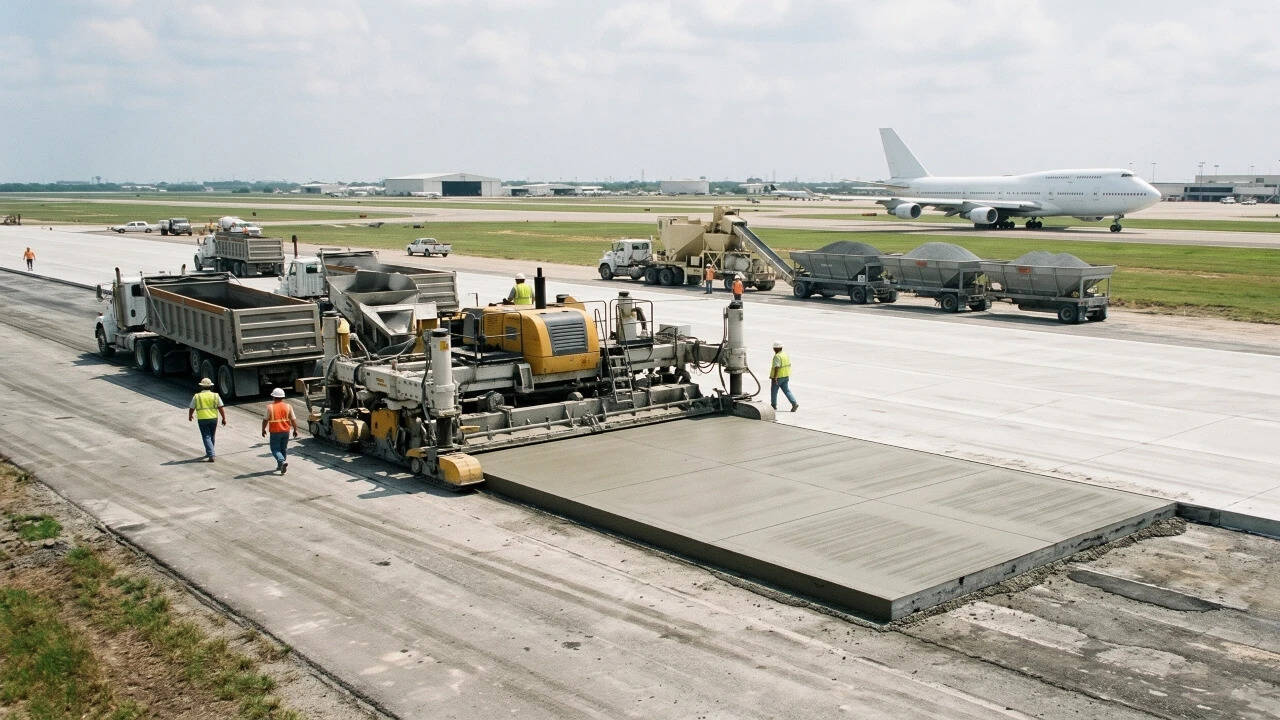 Houston Runway 15R-33L project: Ternary concrete mix halves cement use ...