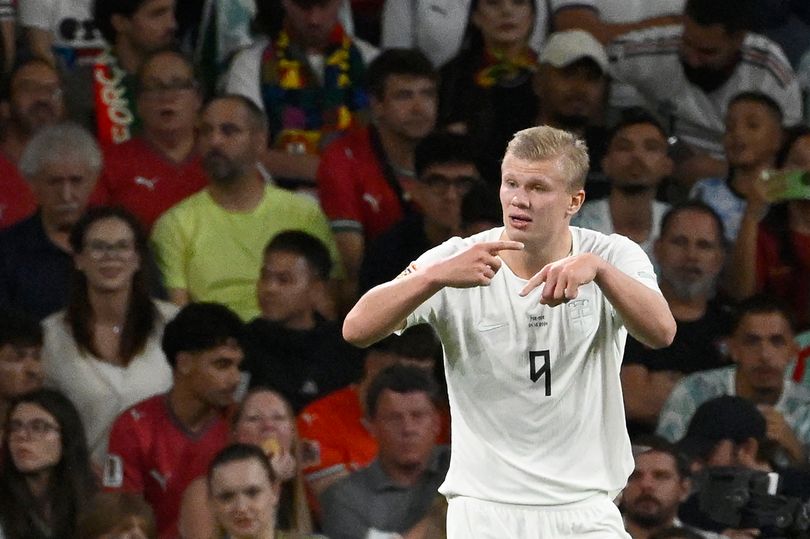 Erling Haaland asks for substitution during the UEFA Nations League Group 4 football match between Portugal and Norway
