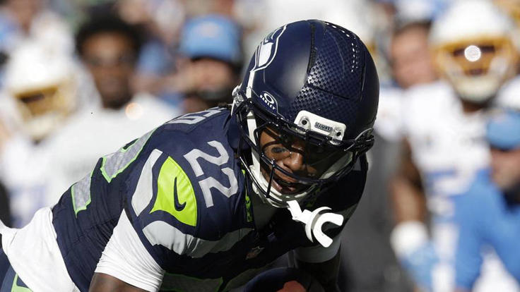 Seattle Seahawks wide receiver Rashid Shaheed carries the ball against Los Angeles Chargers cornerback Cam Hart | IMAGN IMAGES via Reuters Connect