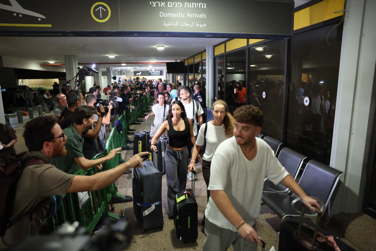 Israeli passengers arriving from the replacement FlyDubai flight.