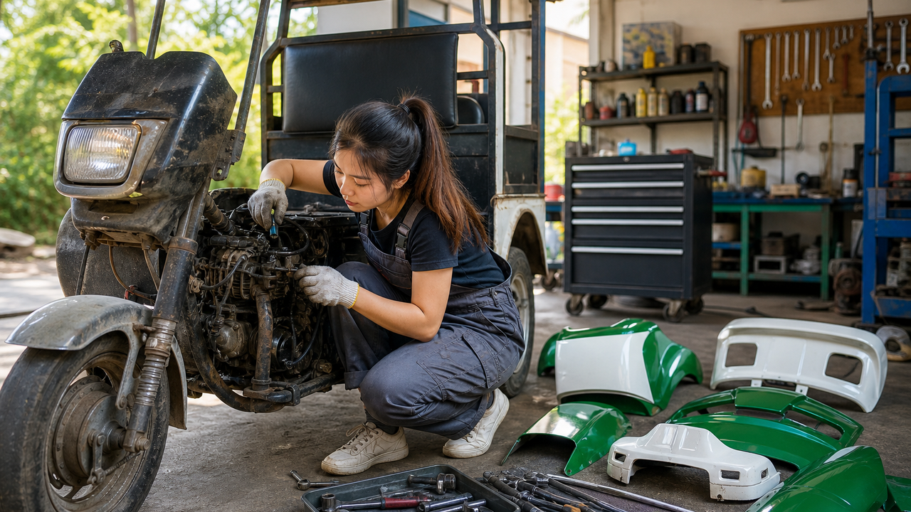 Young mechanic restores Kawasaki tricycle with skillful engine repair ...