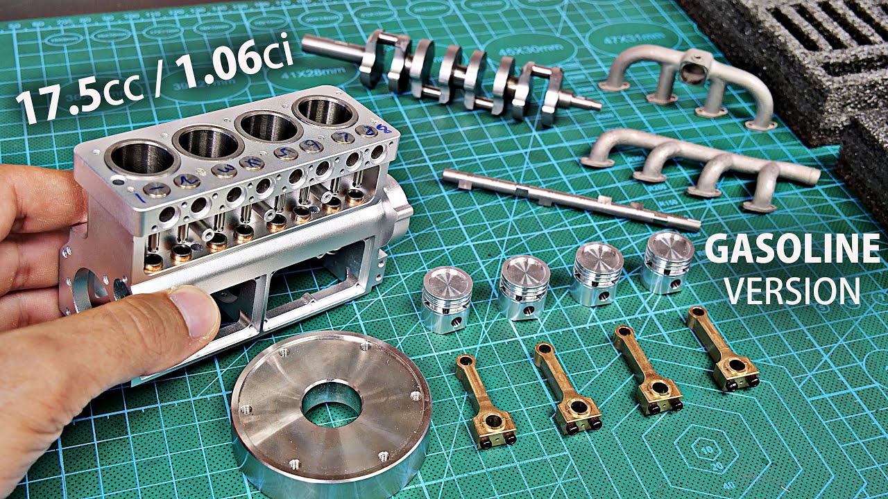 Miniature flathead four cylinder engine assembly