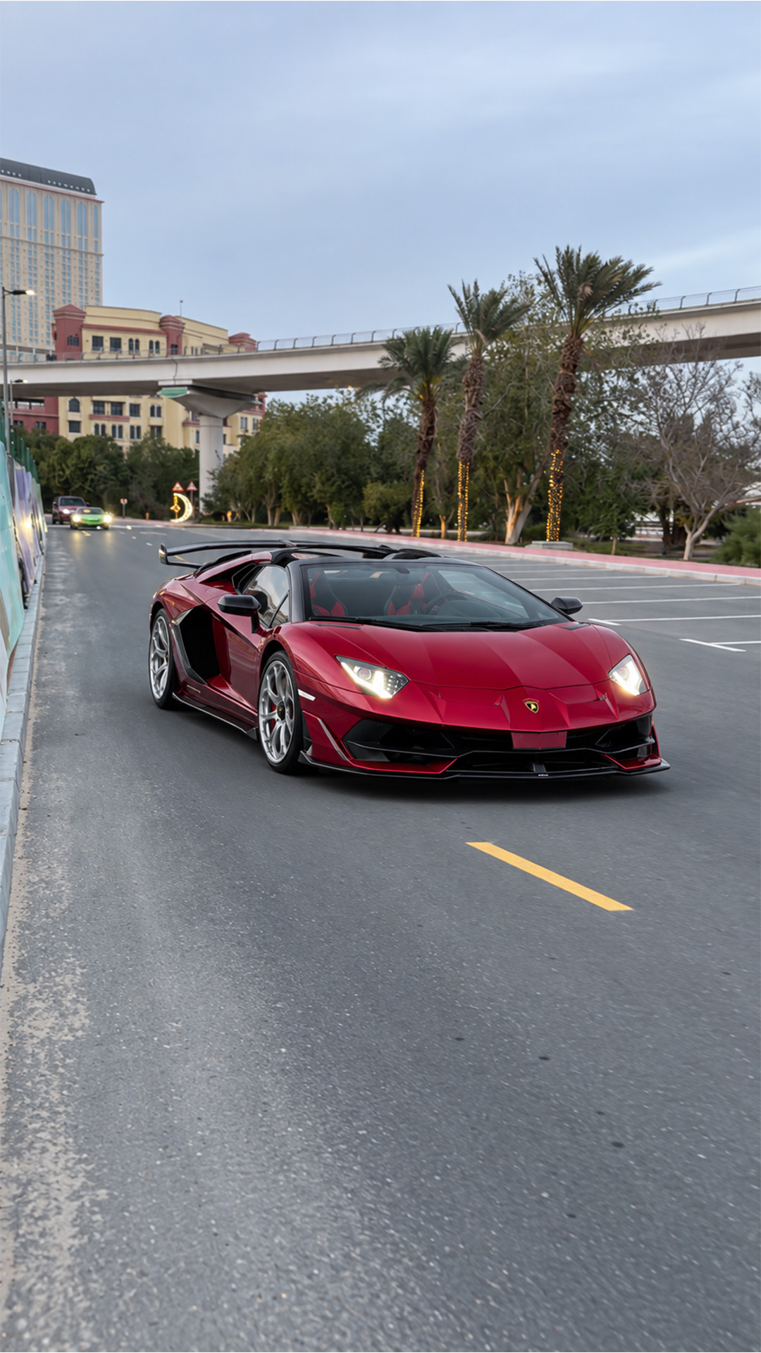 A millionaire’s Lamborghini Aventador on a Dubai drive