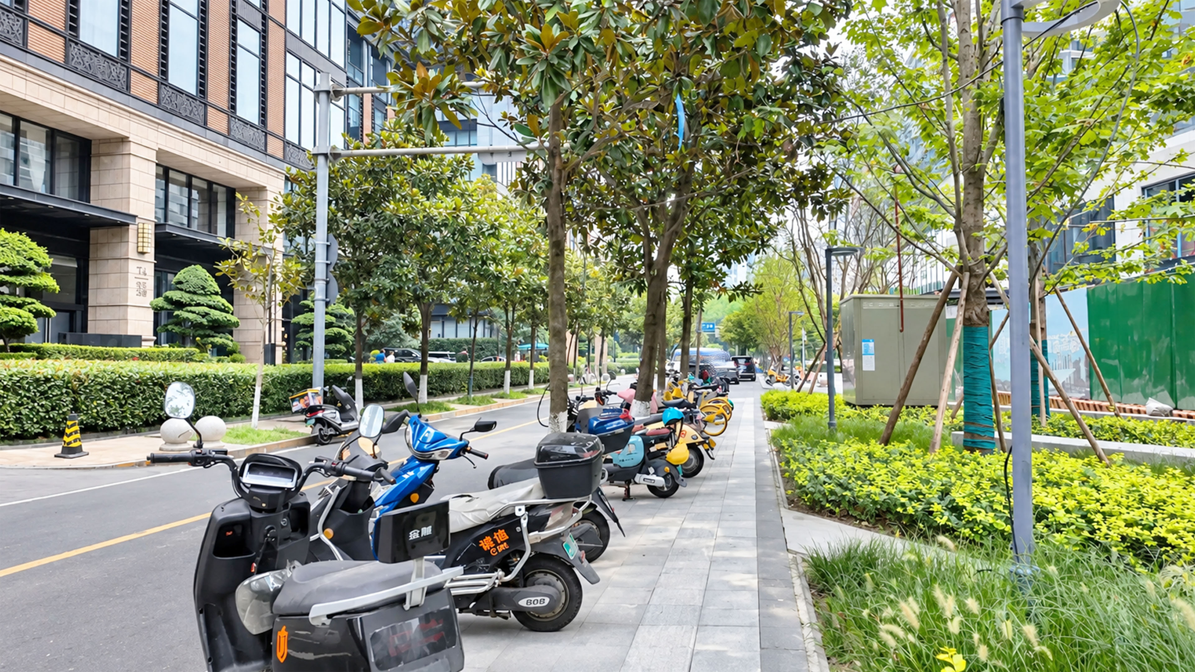 China’s modern district hides a street filled with scooters