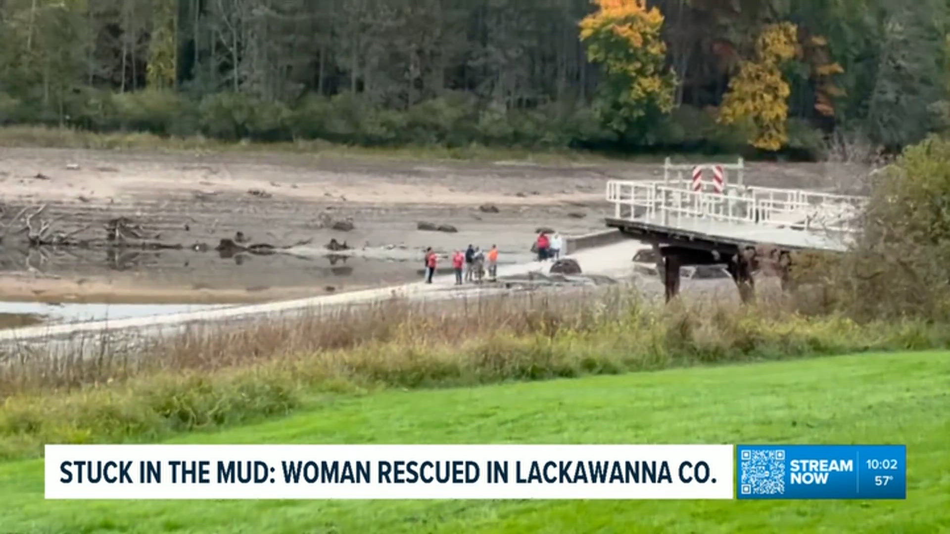 First responders rescue woman from thigh-deep mud at drained Lackawanna ...
