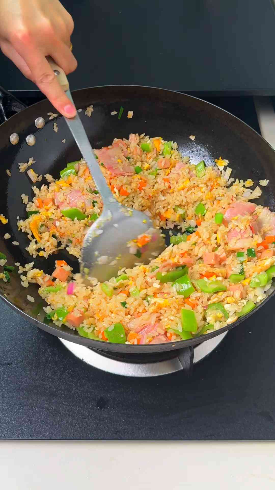 Sizzling bacon and spam stir fry
