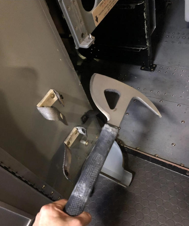 An emergency cockpit ax in a Boeing aircraft.