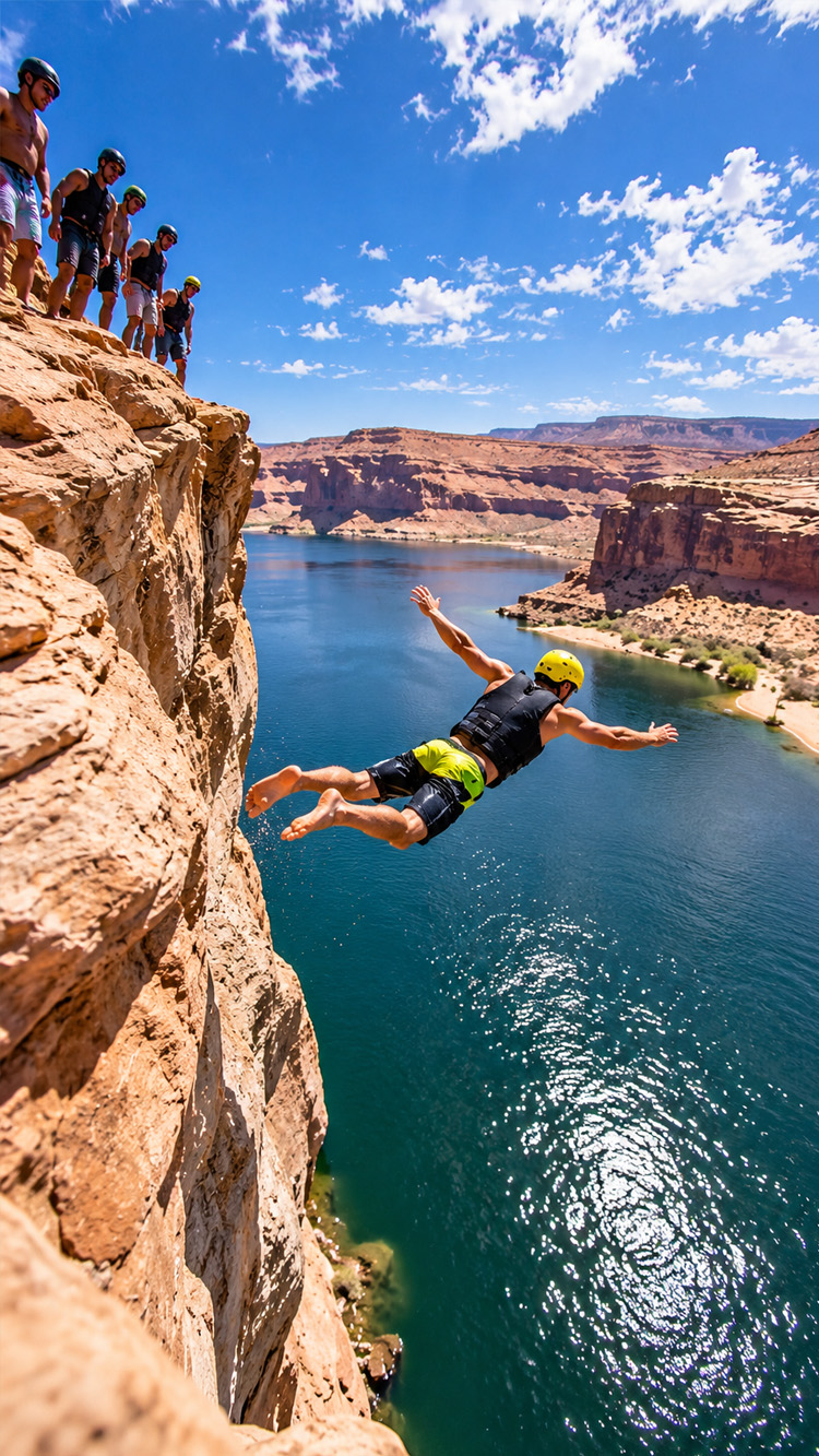 Giant slip and slide drops down a cliff