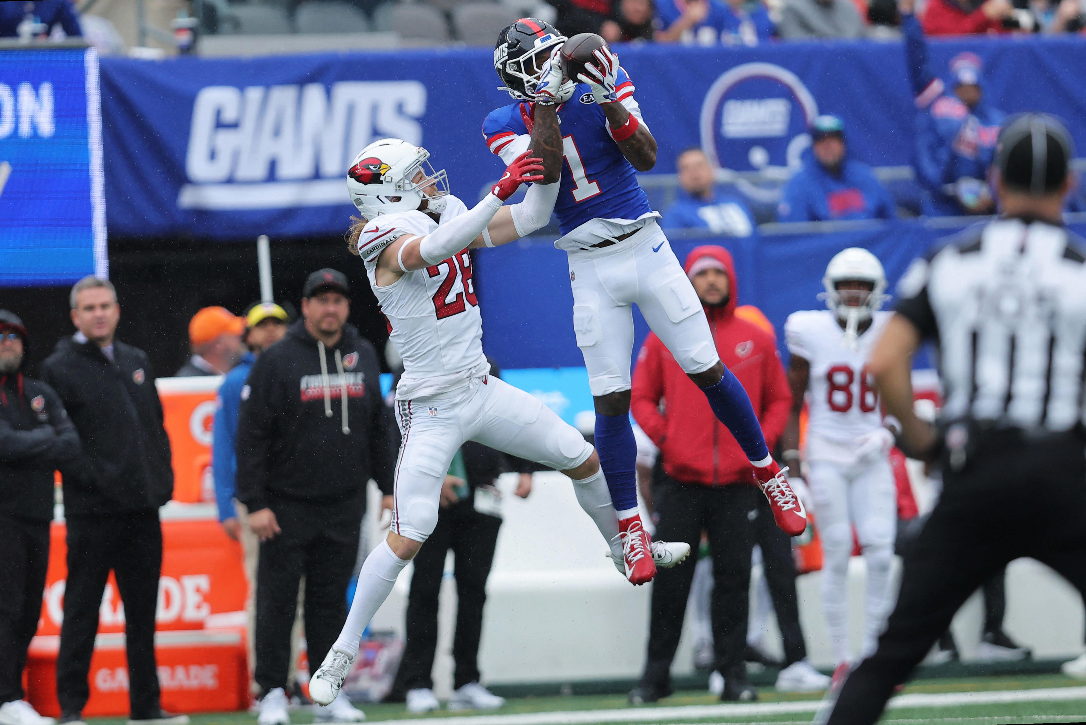 New York Giants' Matt Nagy wants Malik Nabers' competitiveness left alone