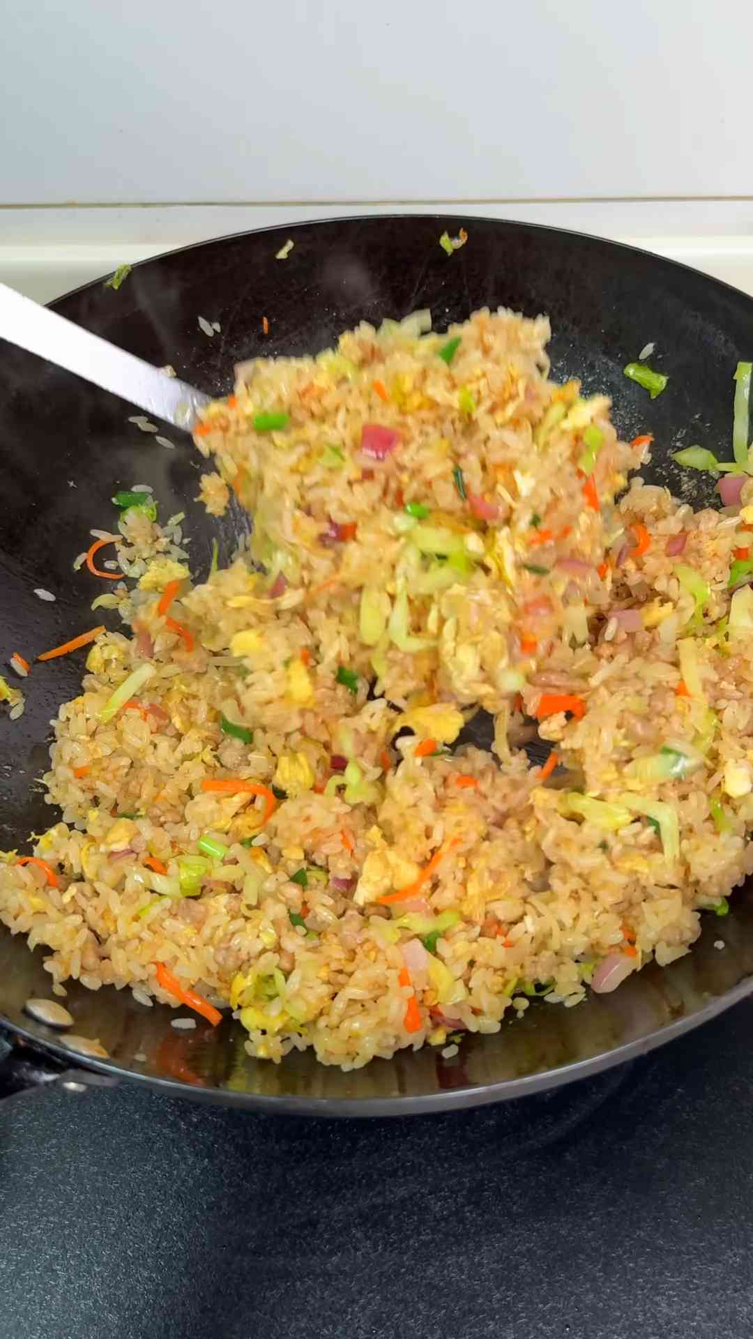 Classic pork cabbage and carrot fried rice