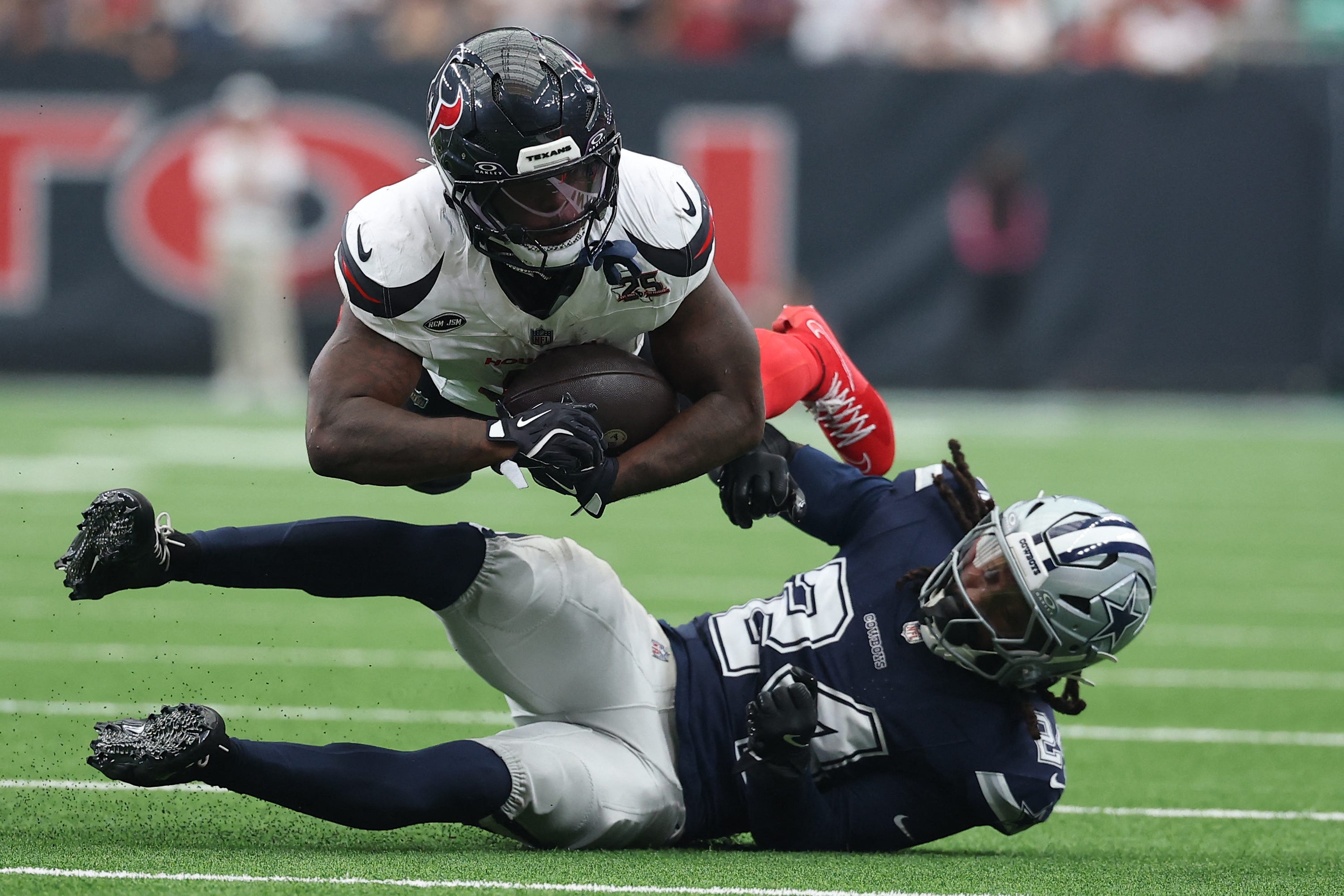 Texans OC Nick Caley on RBs Woody Marks and Dare Ogunbowale