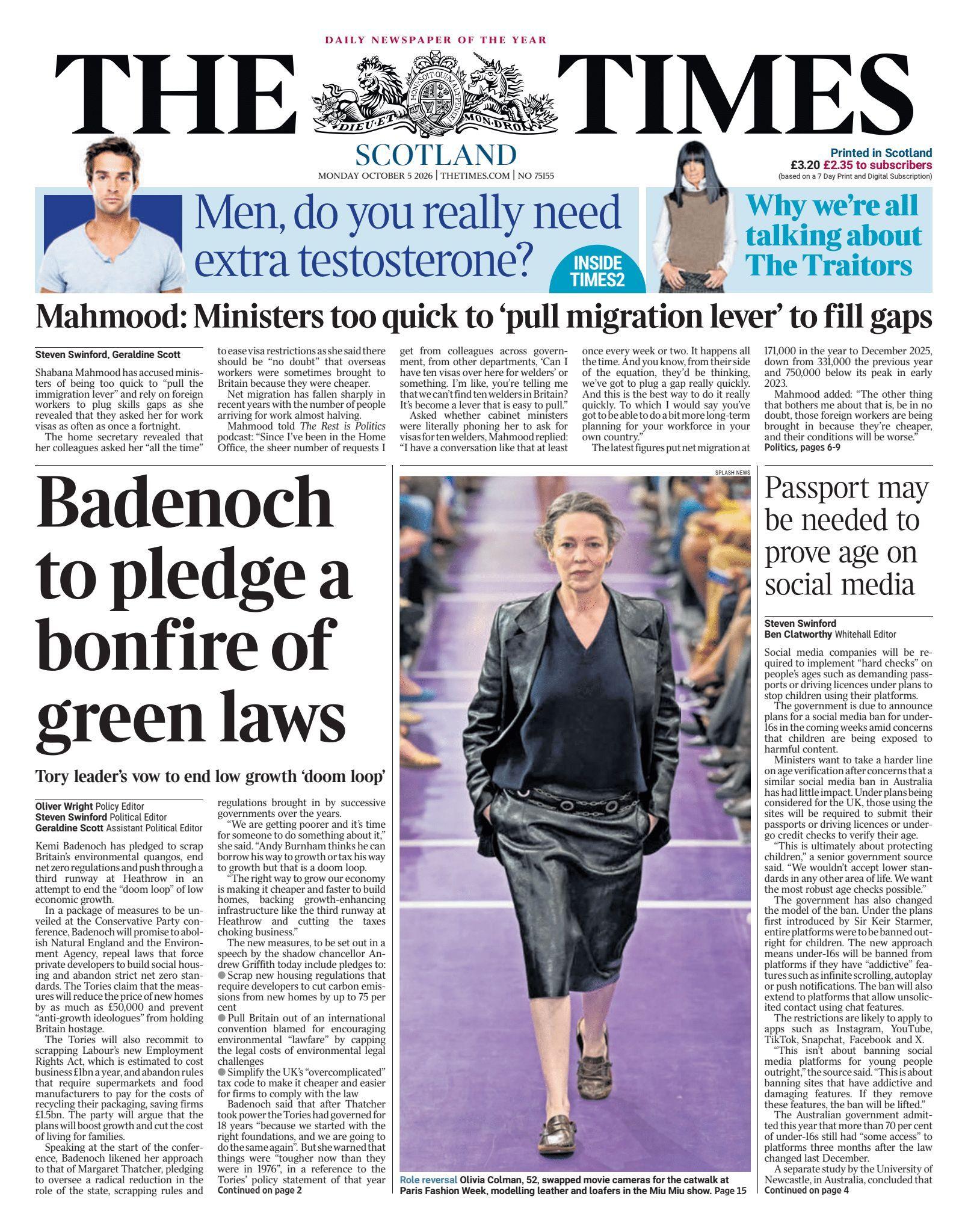 Scotland's papers: Tories vow to stop 'UK break-up' and oil 'strike threat'
