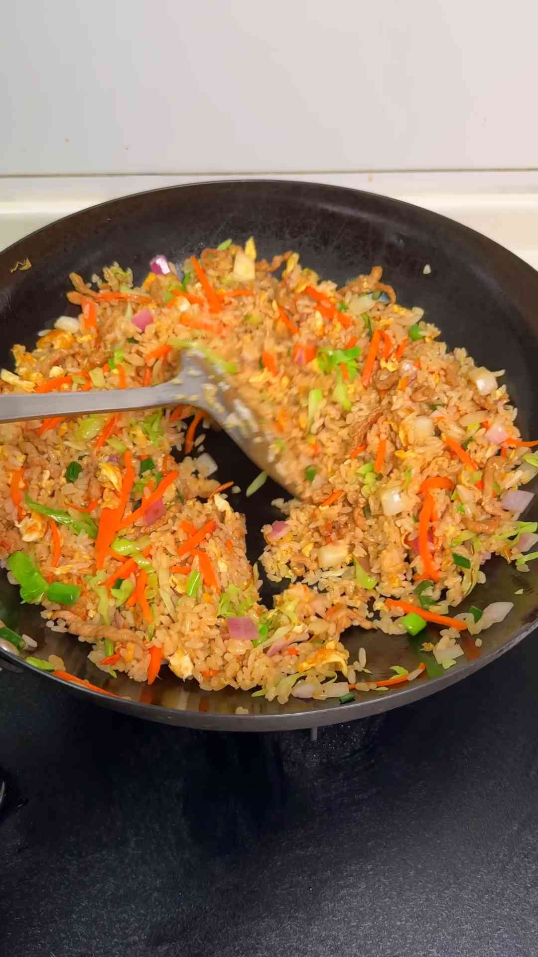 Budget pork fried rice with simple ingredients