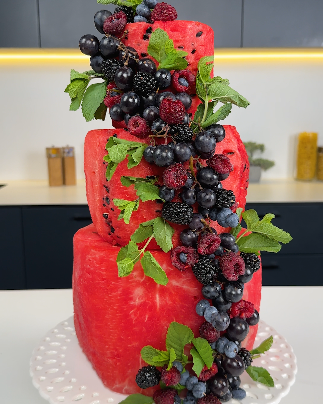 Creating a stunning watermelon cake! 🍉🎂
