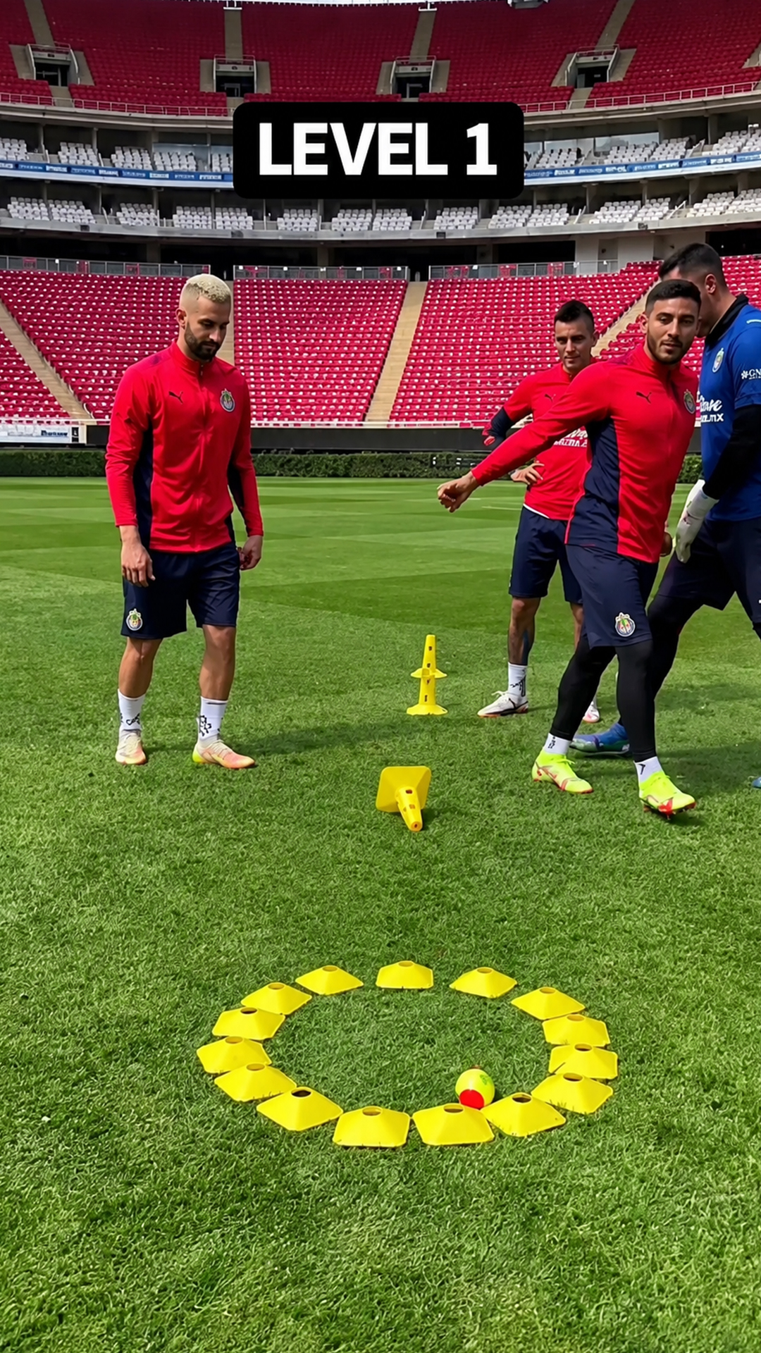 I challenged Chivas players in stadium accuracy drill