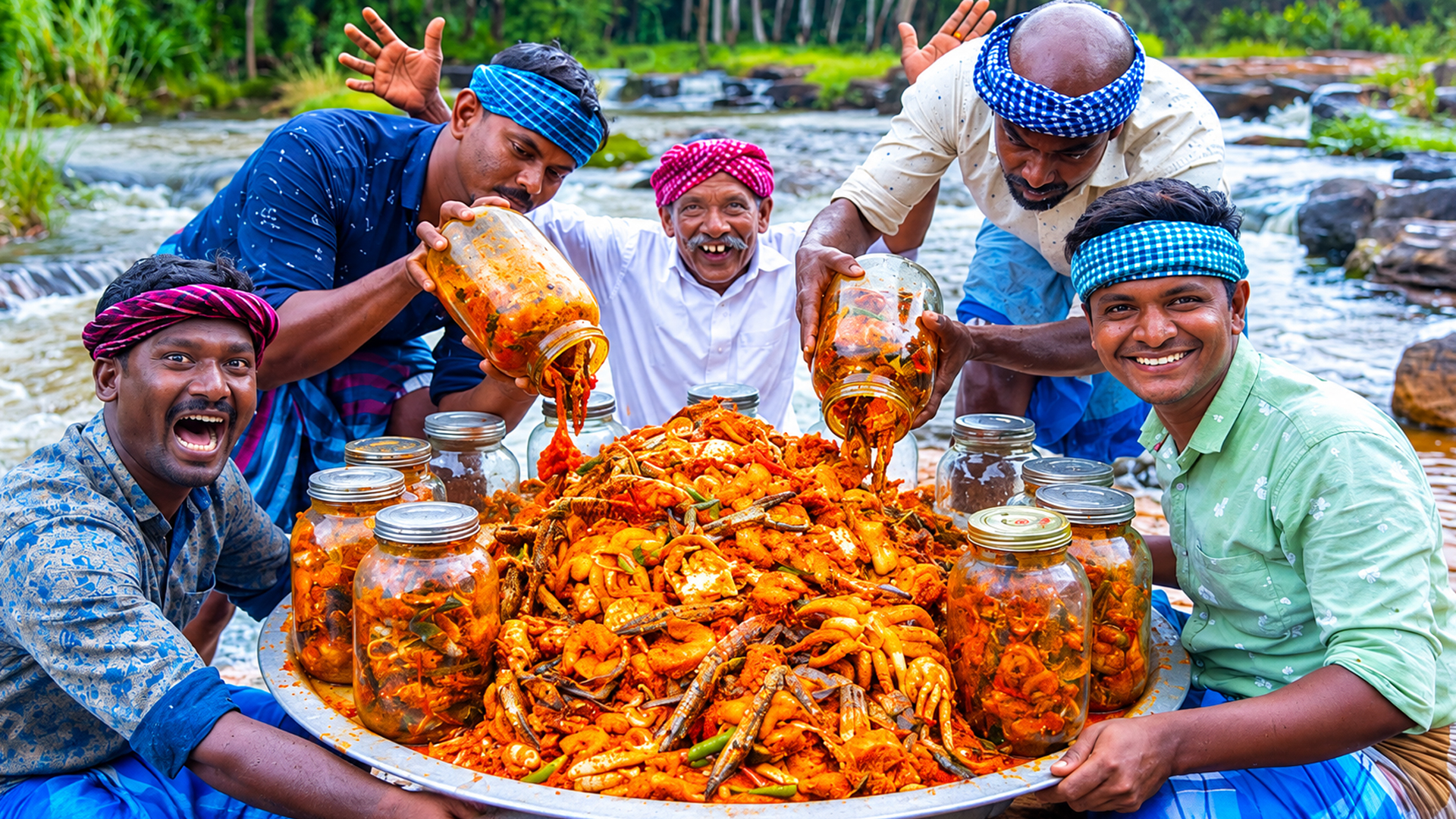 Village chefs try a distinctive glass jar method for mixed seafood