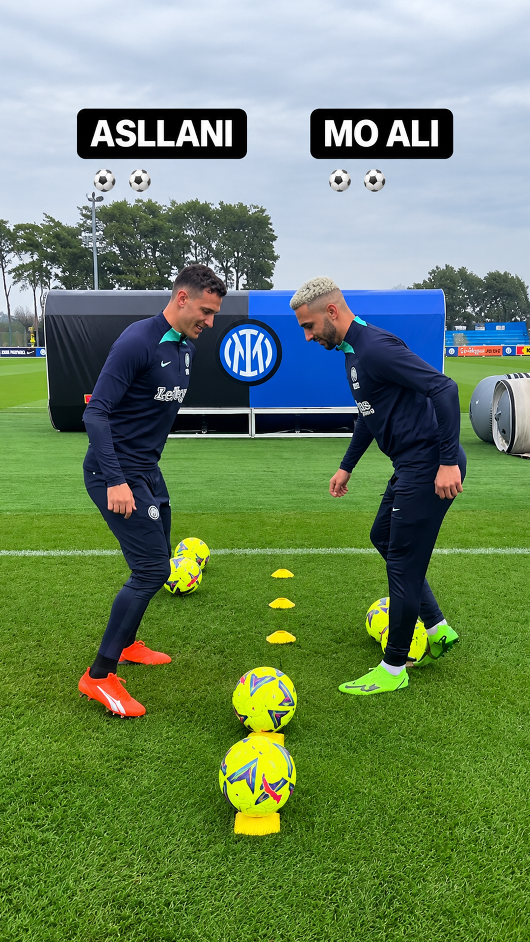 I battled Kristjan Asllani at Inter Milan grounds