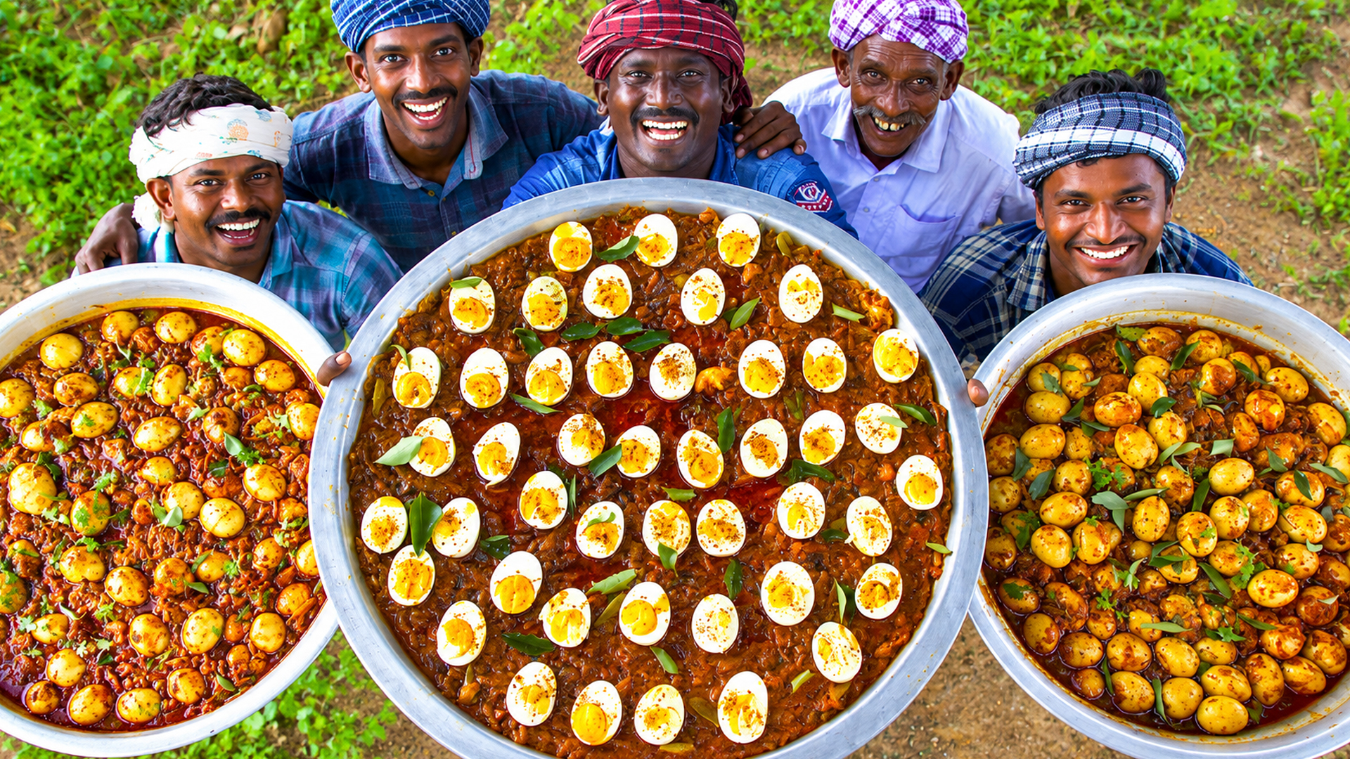 Village chefs prepare pepper fried egg masala using traditional cooking ...