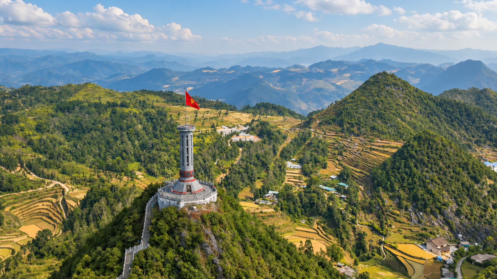 How was this tower built above the mountain fields?