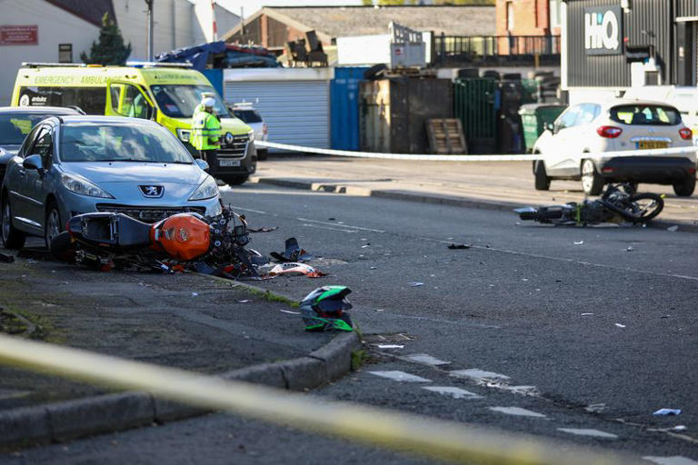 Road taped off and air ambulance lands after collision between two bikes