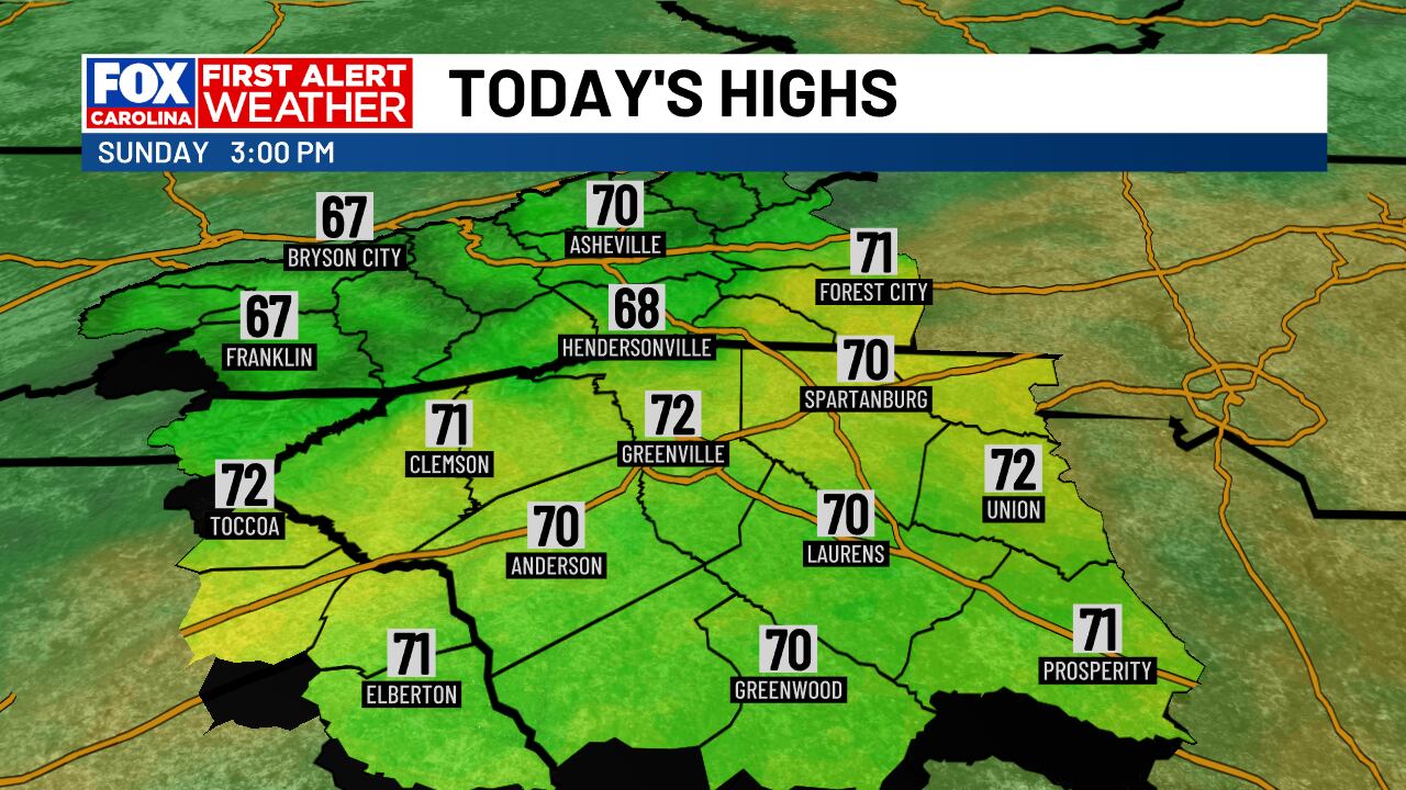 Rain moves out, with sunshine returning today