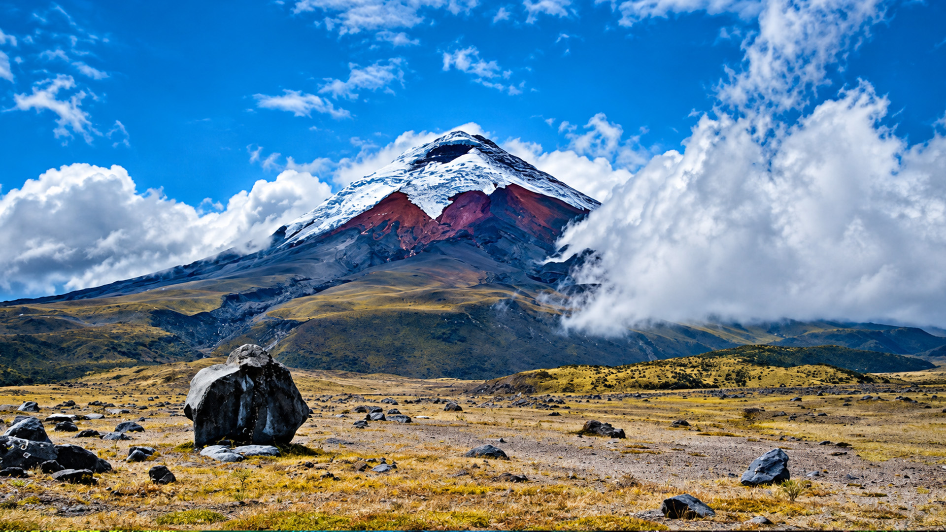 Ecuador's giant volcano disappears into the clouds