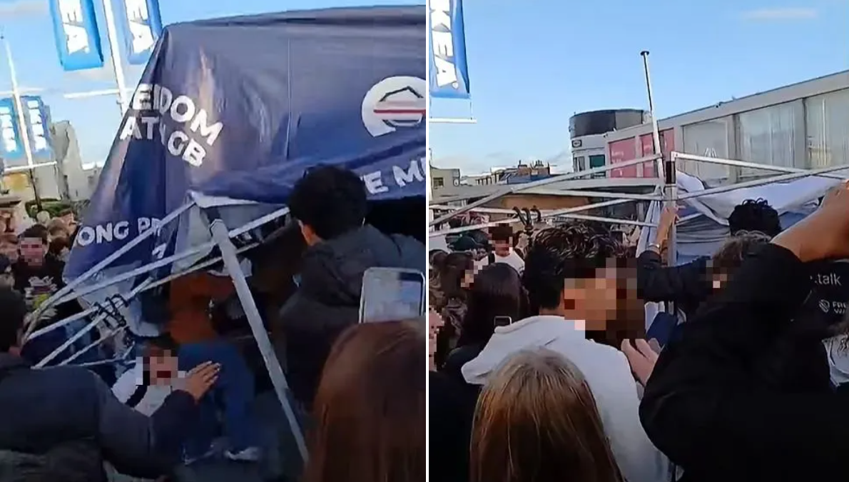 Charlie Kirk-style 'prove me wrong' tent torn down by 'school kids'