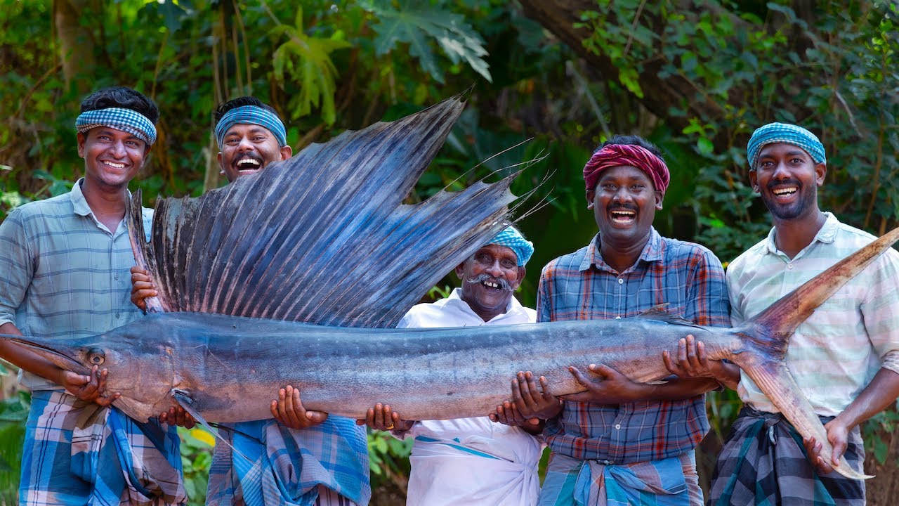 A 35 kg sailfish becomes a massive boneless fish fry feast