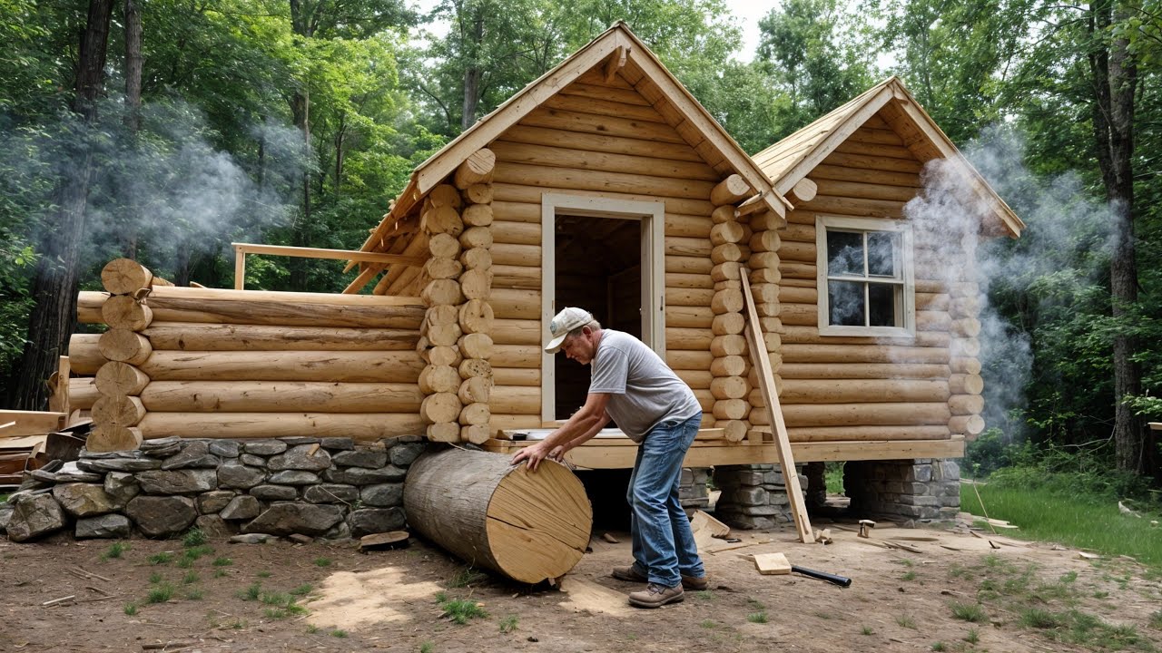 Old man built a log house in the forest in 117 days alone