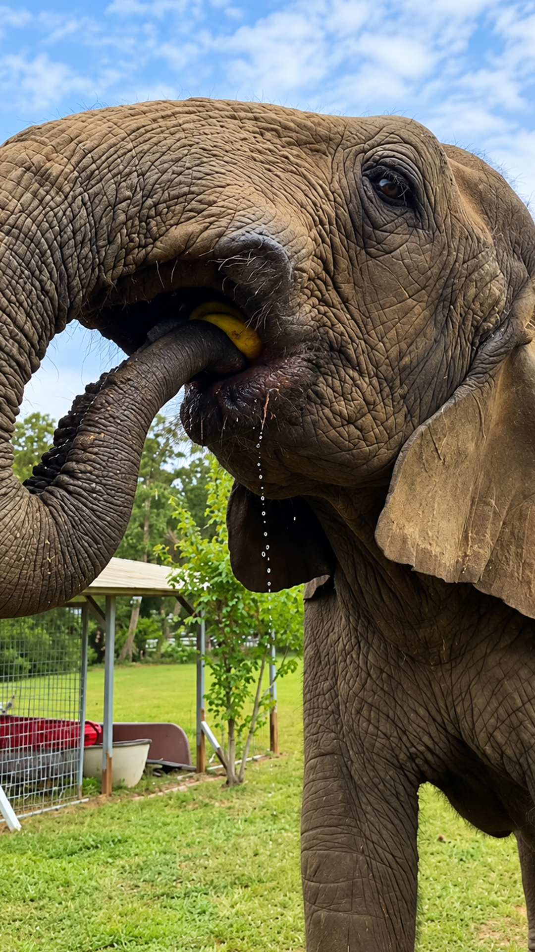 Massive elephant flattens a whole watermelon in seconds