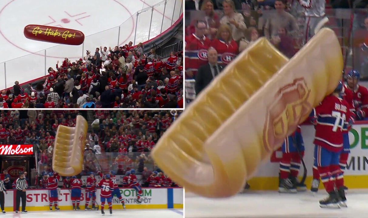 NHL players hit by inflatable hot dog bun as promo challenge goes ...