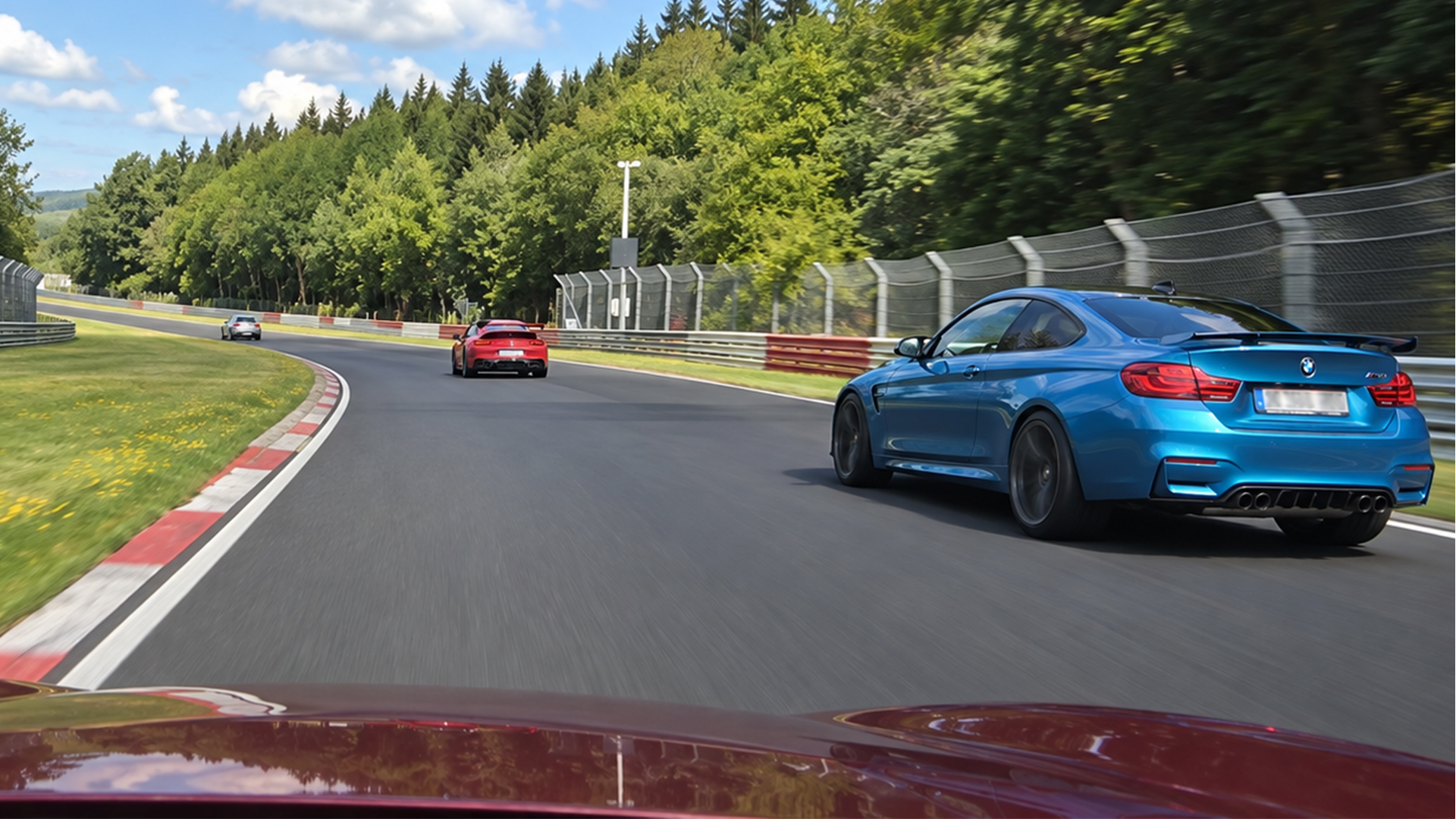 BMW M4 closes on Porsche traffic at Nürburgring