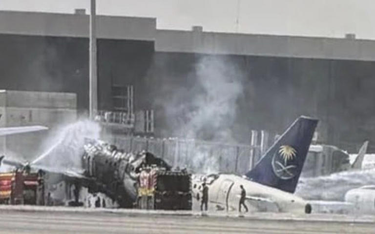 A commercial jet that was destroyed at Riyadh airport on Thursday