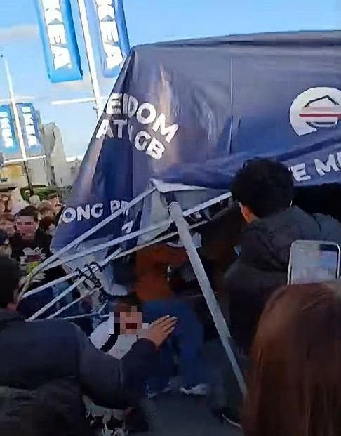 Charlie Kirk-style 'prove me wrong' tent torn down by 'school kids'