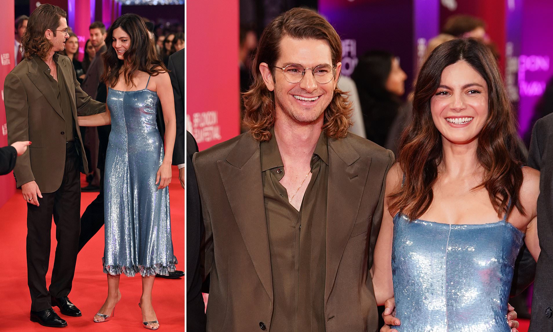 Andrew Garfield beams alongside girlfriend Monica Barbaro at the BFI ...