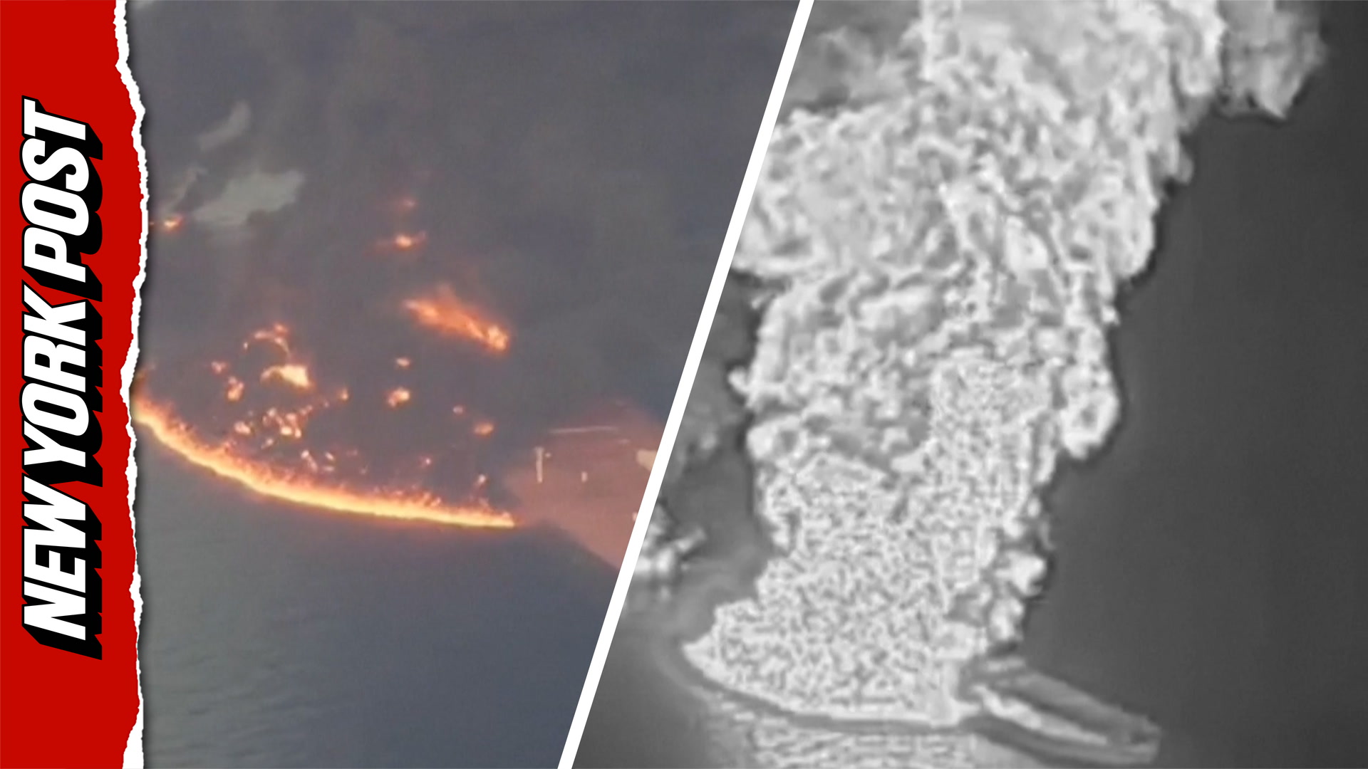 Iran sets supertanker ablaze after US takes out ship breaking blockade