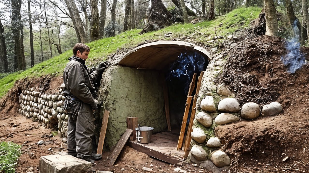 Man builds underground house in the forest. Start to finish