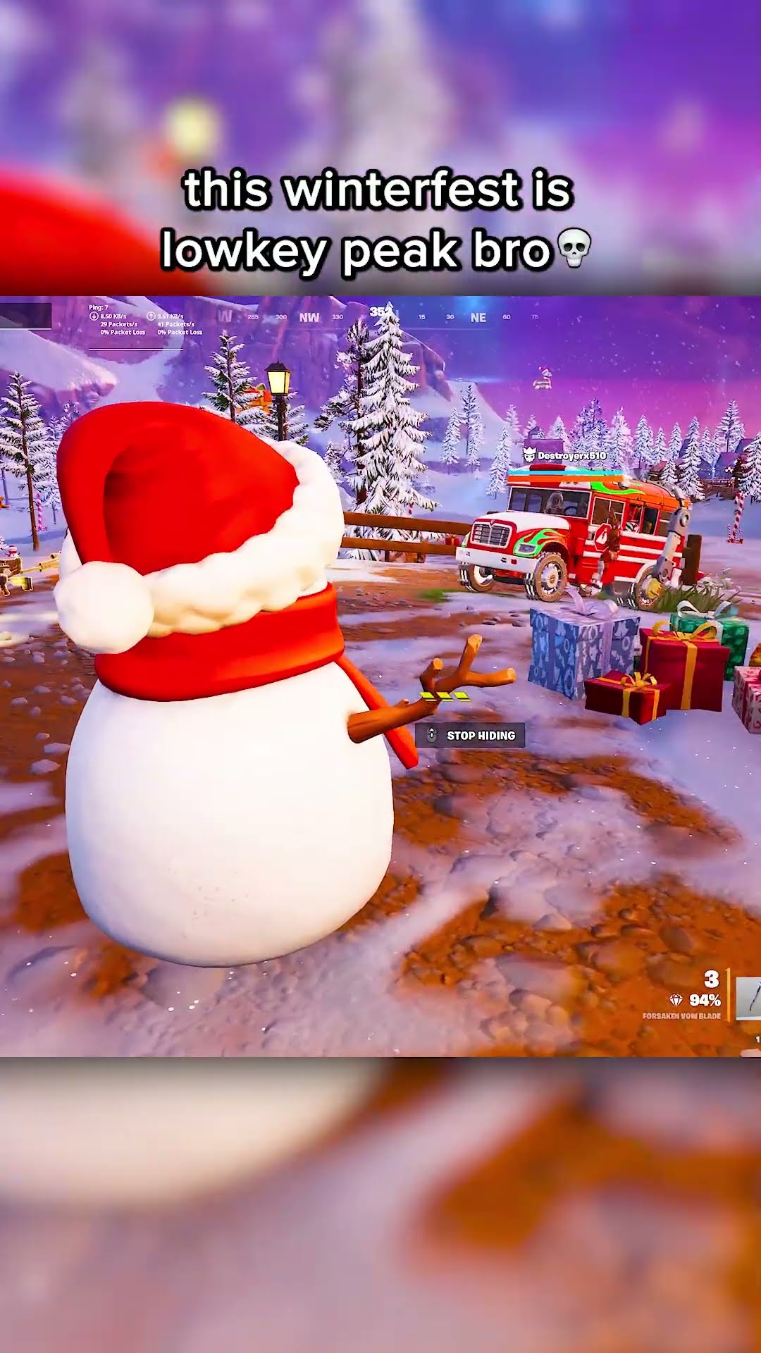 Fake snowman trap in Fortnite