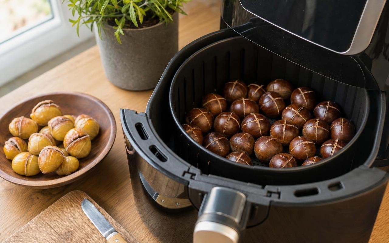 Inciser les châtaignes en croix avant la cuisson à la friteuse à air ...