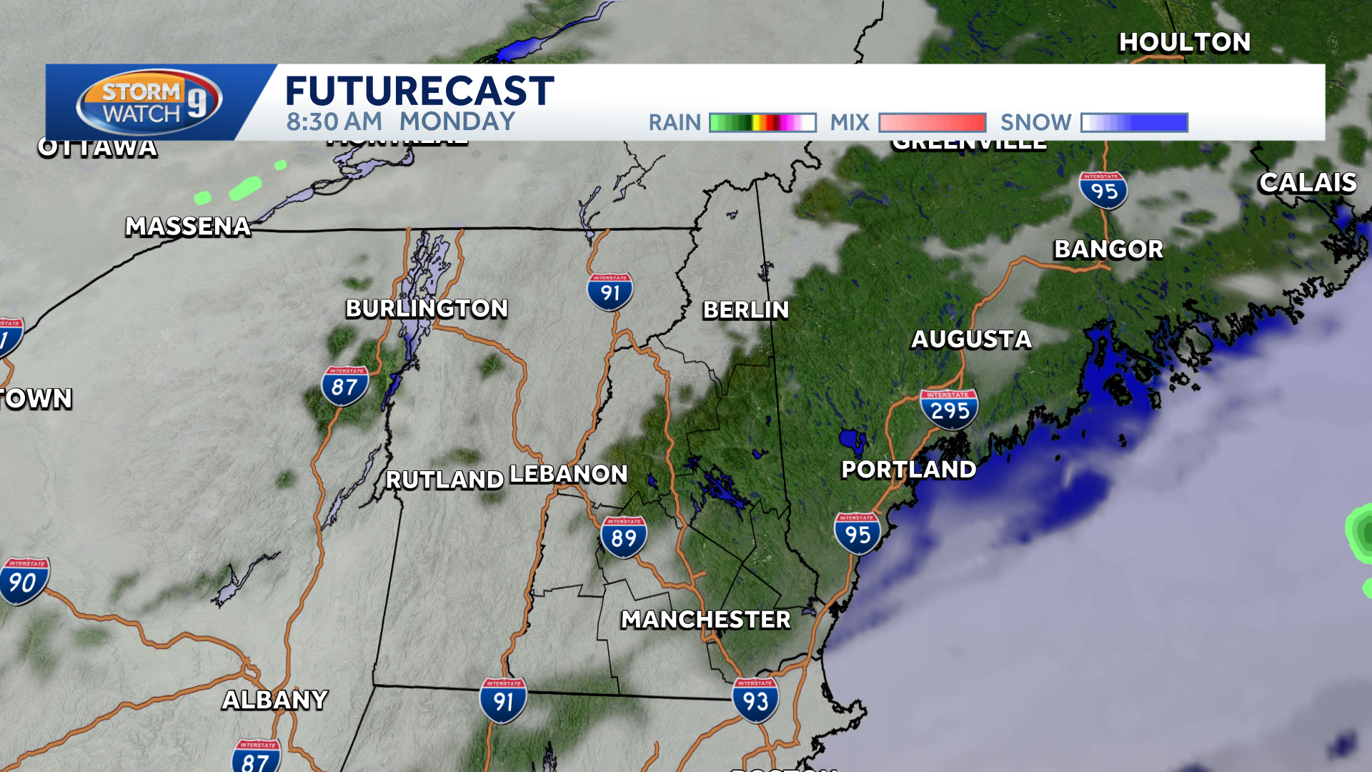 Remnant rain from Isaias moving into NH through Monday morning
