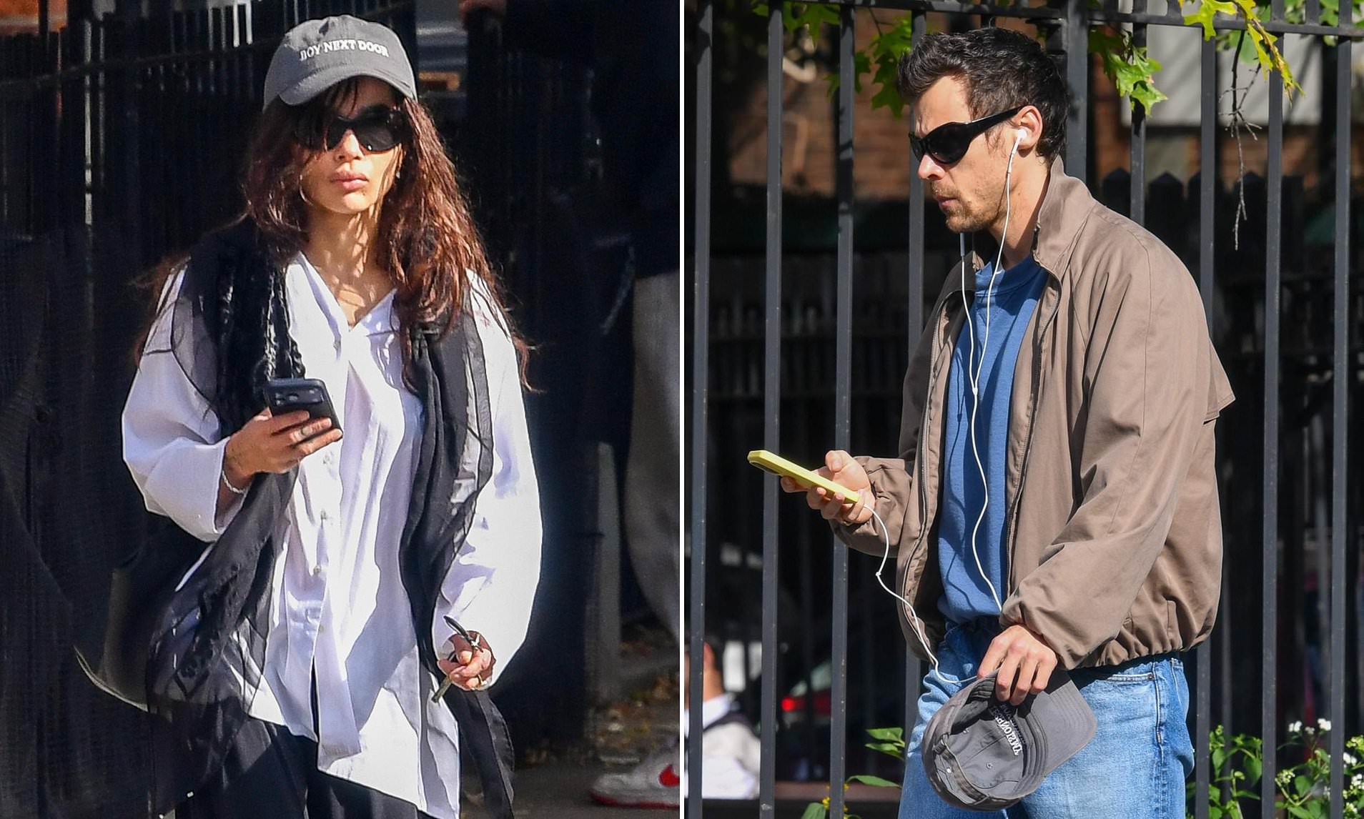 Zoe Kravitz and fiancé Harry Styles step out on separate strolls in NYC ...