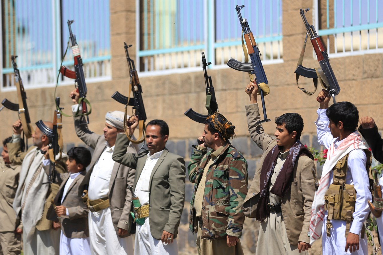 A Houthi recruitment rally took place this week in San’a, Yemen, as the group battled Saudi-led forces.