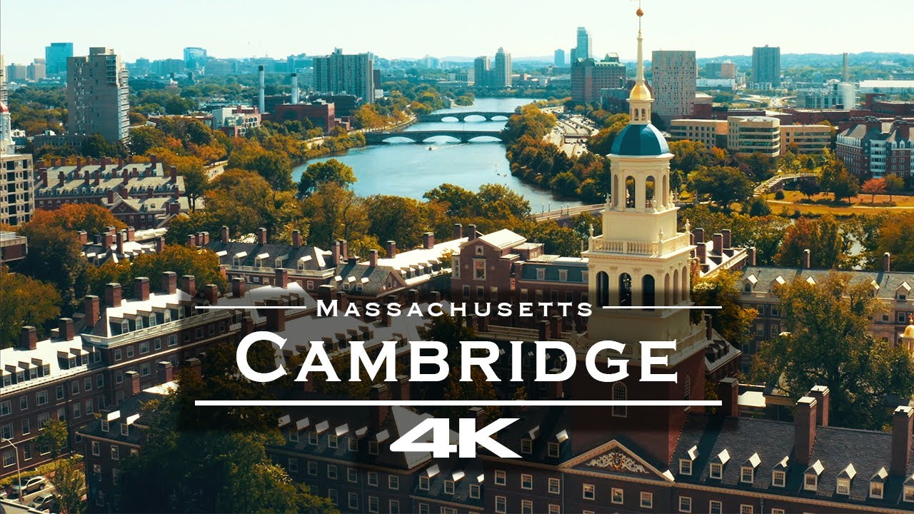 Cambridge Massachusetts from above beautiful 4K drone tour
