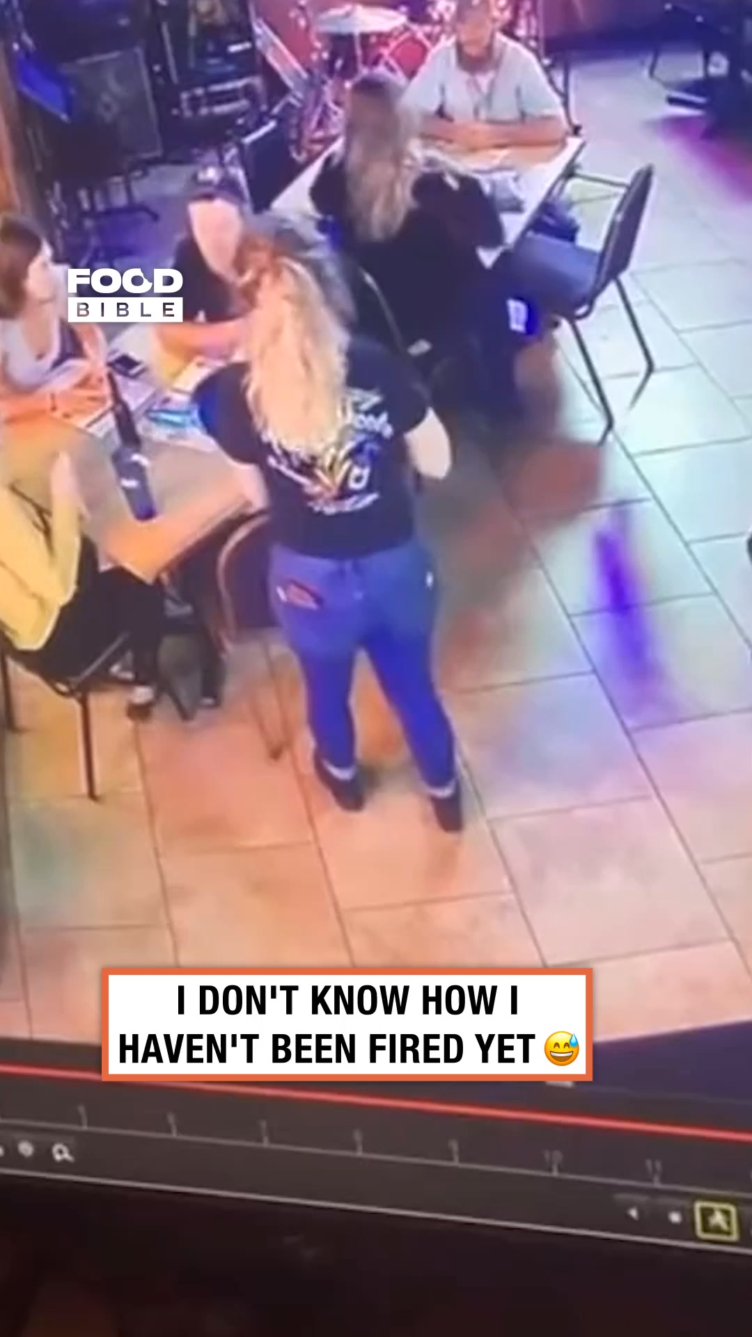 Security camera catches restaurant employee falling over