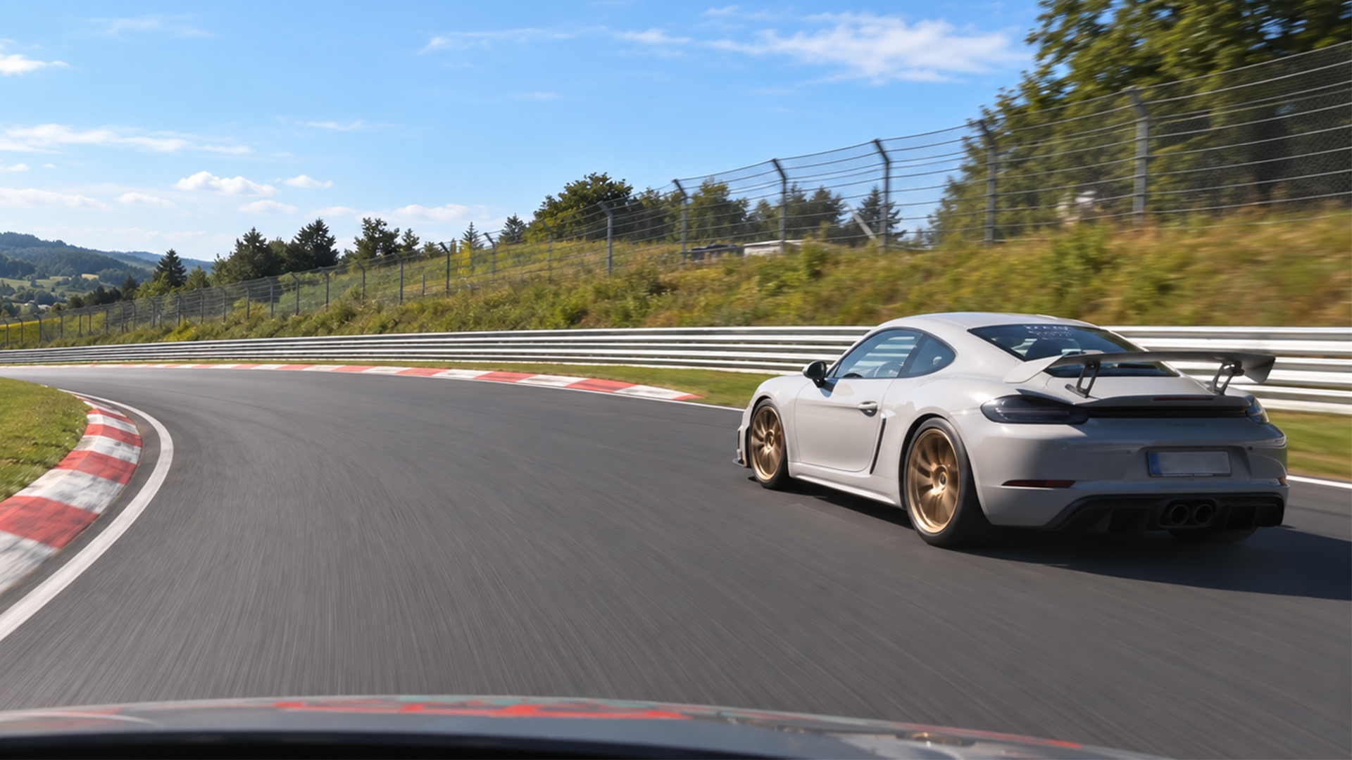 Porsche 718 Cayman GT4 takes on a fast Nürburgring corner