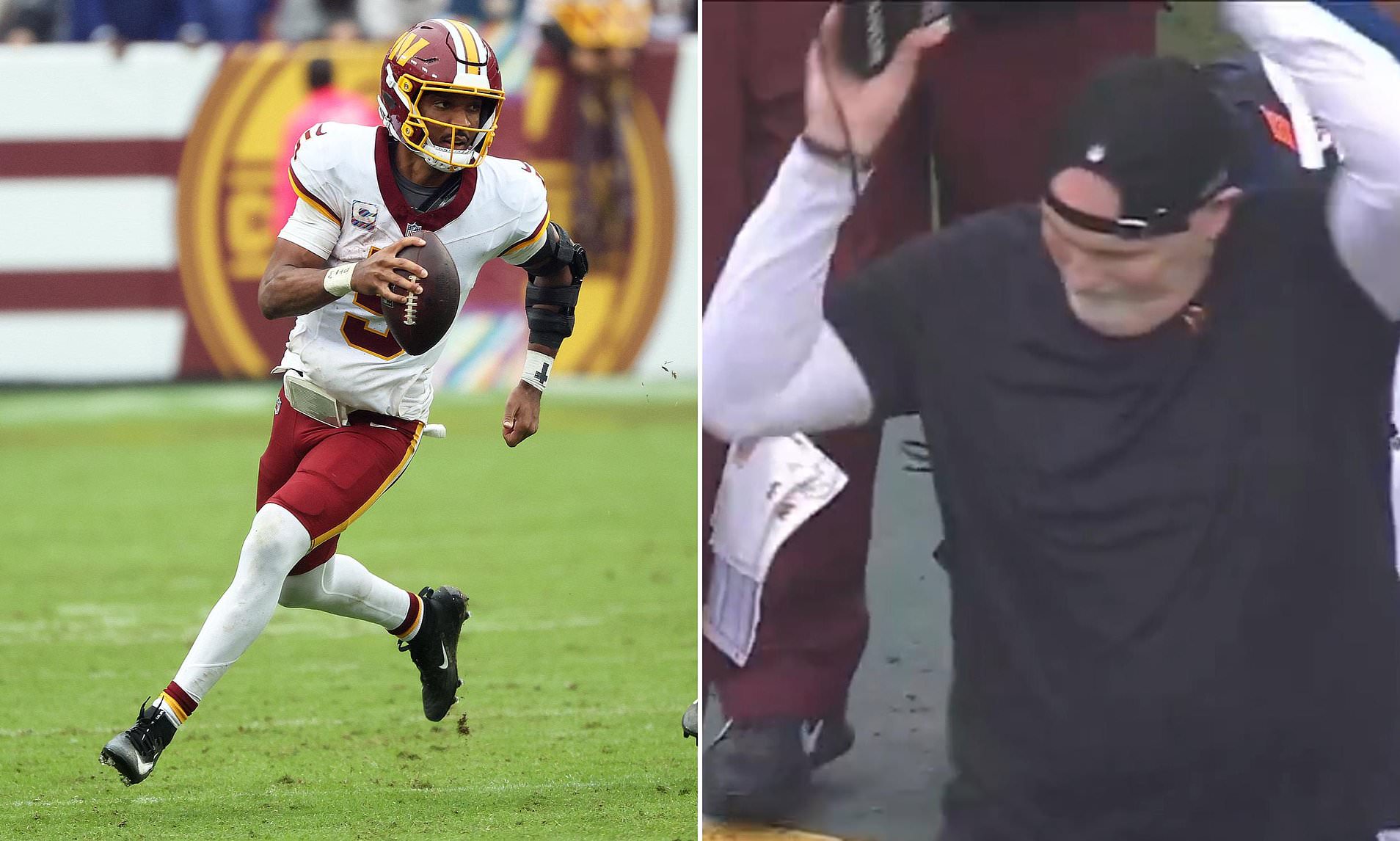 Commanders head coach smashes headset after QB Jayden Daniels ...